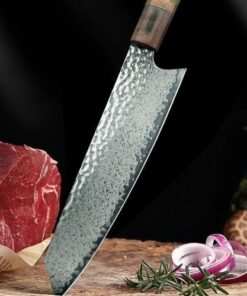 Couteau Bunka Chef Japonais 8 Pouces en Acier Damas