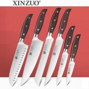 XINZUO - Kit de couteaux de cuisine en acier inoxydable, 6 pièces